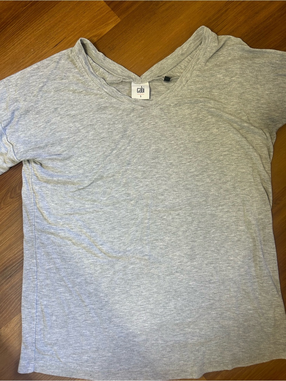CAbi Light Heather Gray V-Neck Tee